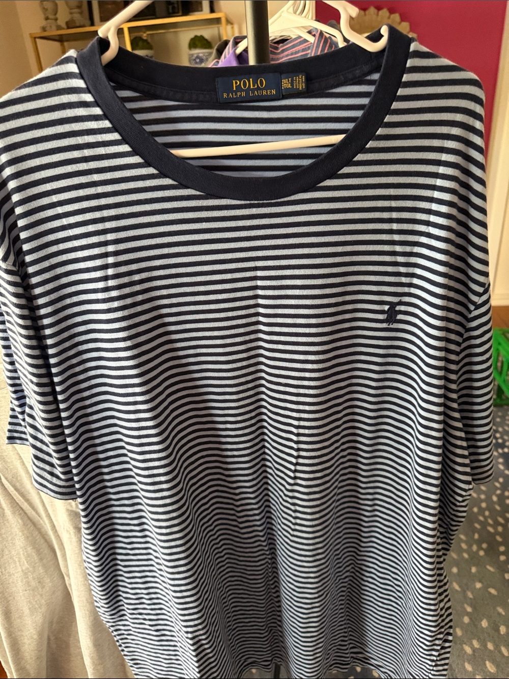 Ralph Lauren Navy & Light Blue Striped Crew Tee